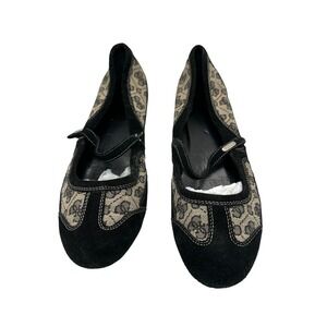 Guess Women's Ballet Flats Shoes Size 10 M Black and Beige Logo Detail